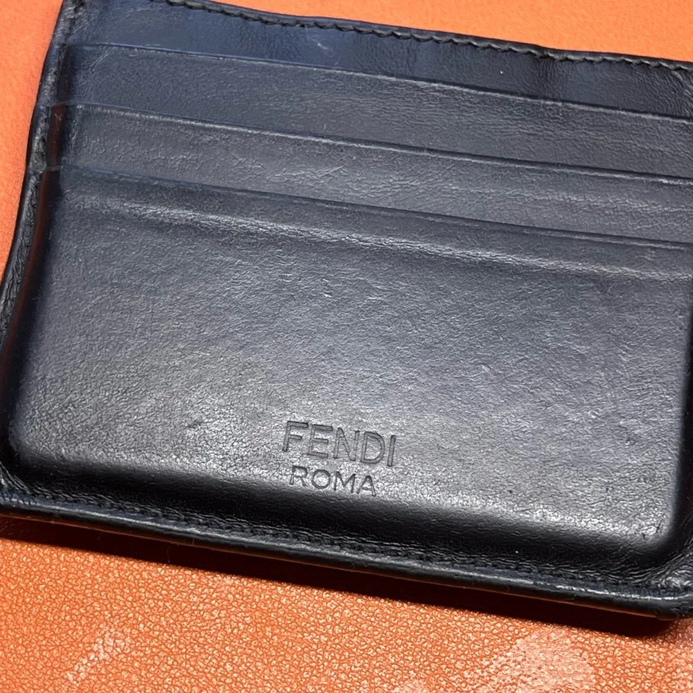 AUTHENTIC Fendi Monster Eyes Card Holder Black Leather - Picture 4 of 4